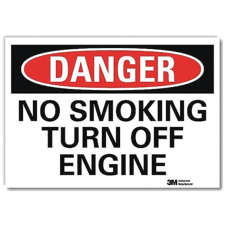 Lyle Danger No Smoking Sign, 7" H, 10" W, Reflective Sheeting, Vertical Rectangle, U3-1859-RD_10X7 U3-1859-RD_10X7