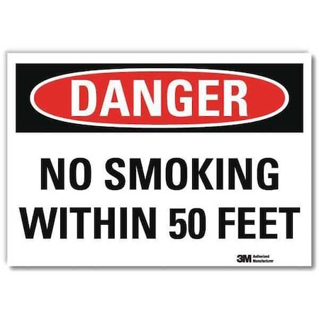 Lyle Danger No Smoking Sign, 10" H, 14 in W, Reflective Sheeting, Horizontal Rectangle, U3-1863-RD_14X10 U3-1863-RD_14X10