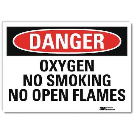 Lyle Danger No Smoking Sign, 5 in H, 7 in W, Reflective Sheeting, Horizontal Rectangle, U3-1898-RD_7X5 U3-1898-RD_7X5