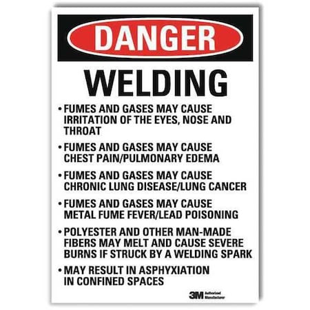 Lyle Danger Sign, 7 in Height, 5 in Width, Reflective Sheeting, Vertical Rectangle, English U3-2075-RD_5X7