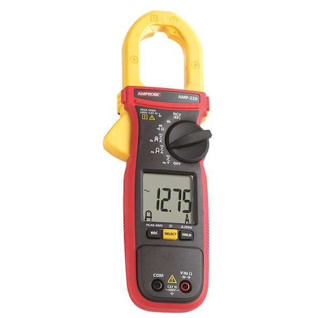 Amprobe Digital Clamp Meter, LCD, 600 A, 1.4 in (36 mm) Jaw Capacity, CAT III 600V Safety Rating AMP-220