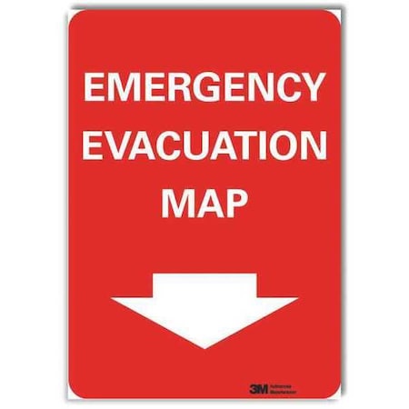 Lyle Exit Sign, Vinyl, 5" W, 7" H, Emergency Evacuation Map (Arrow Down), Red U7-1071-RD_5X7
