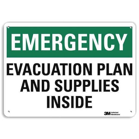 Lyle Exit Sign, Recycled Aluminum, 10" W, 7" H, Emergency Evacuation Plan And Supplies Inside U7-1072-RA_10X7