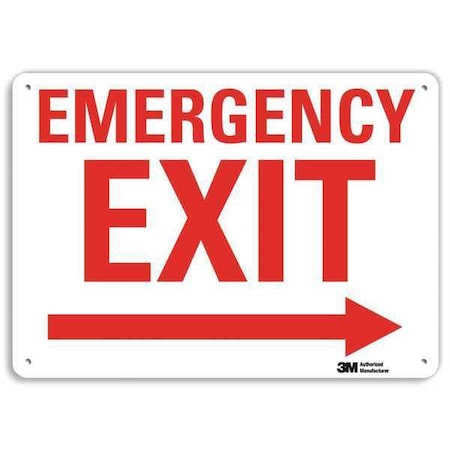 Lyle Exit Sign, Recycled Plastic, 14" W, 10" H, Emergency Exit, White U7-1077-NP_14X10