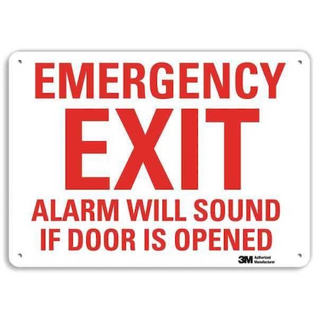 Lyle Exit Sign, Recycled Aluminum, 10" W, 7" H, Emergency Exit Alarm Will Sound If Door Is Opened, White U7-1078-NA_10x7