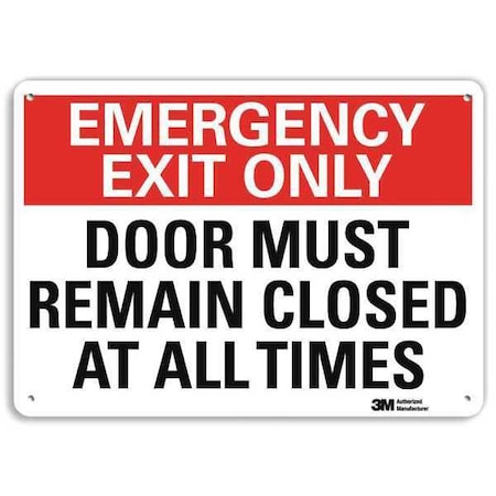Lyle No Header, Emergency Exit Only Door Must Remain Closed At All Times, 14" W x 10" H, Rectangle U7-1087-RA_14X10