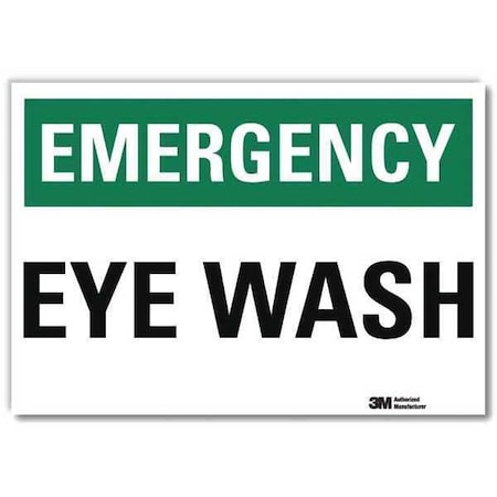 Lyle Fire Emergency, Emergency Eye Wash, 5 in x 7 in, Reflective Sheeting, U7-1091-RD_7X5 U7-1091-RD_7X5