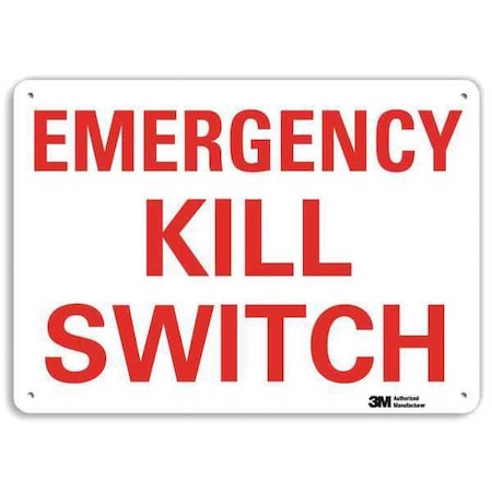 Lyle Emergency KILL SWITCH, 7 in x 10 in, Vertical Rectangle, Aluminum, U7-1112-NA_10x7 U7-1112-NA_10x7