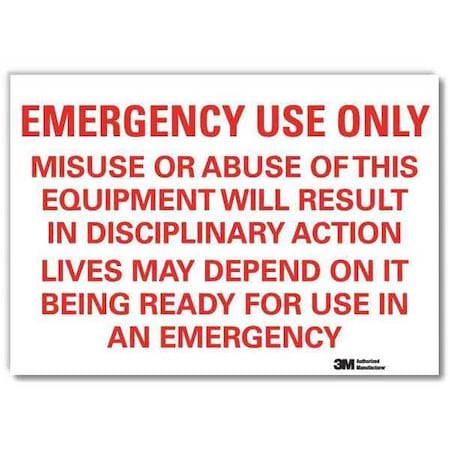 Lyle Emergency Use Only, Misue or Abuse of This Equipment., 10 in x 14 in, U7-1157-RD_14X10 U7-1157-RD_14X10