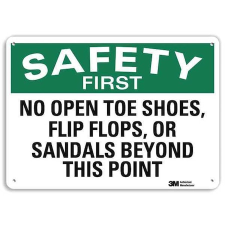 Lyle NO OPEN TOE SHOES, FLIP FLOPS, OR SANDALS BEYOND THIS POINT, 7 in x 10 in, Aluminum, U7-1221-NA_10x7 U7-1221-NA_10x7