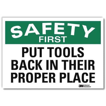 Lyle Safety First Put Tools Back In Their Proper Place, 7 x 10, Reflective Sheeting, U7-1228-RD_10X7 U7-1228-RD_10X7