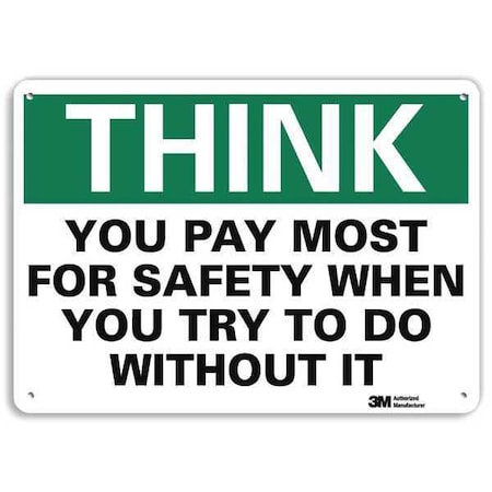 Lyle Safety Sign, 10 in H, 14 in W, Plastic, English, U7-1351-NP_14X10 U7-1351-NP_14X10