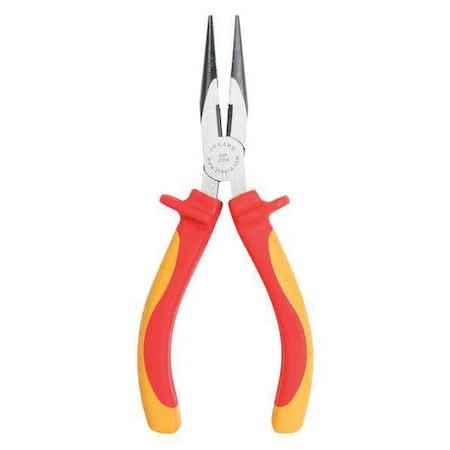 Jonard Tools 6 1/2 in Long Nose Plier, Side Cutter Cushion Grip Handle INP-2065