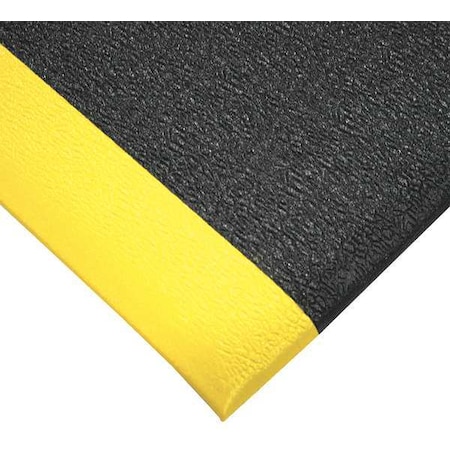 Wearwell Antifatigue Mat, 5 ft. L x 3 ft. W, 3/8" Thickness, Urethane, Ultra Tred, Black/Yellow 440.38X3X5BYL