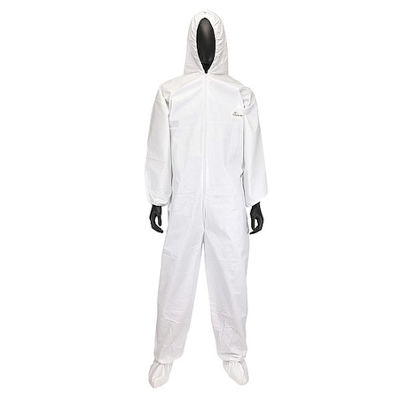 West Chester Protective Gear Coverall, XL, PP/PE, White, Elastic, PK25 3609/XL