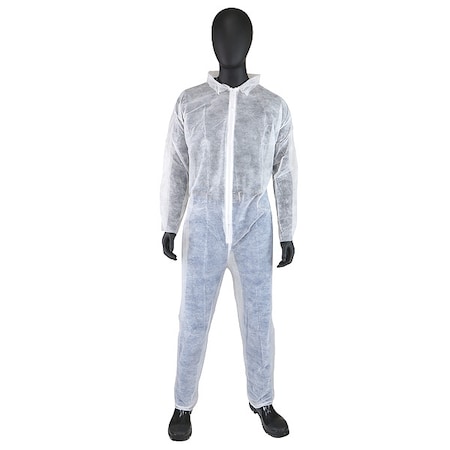 West Chester Protective Gear Coverall, Xl, White, polypropylene, zipper 3500/XL