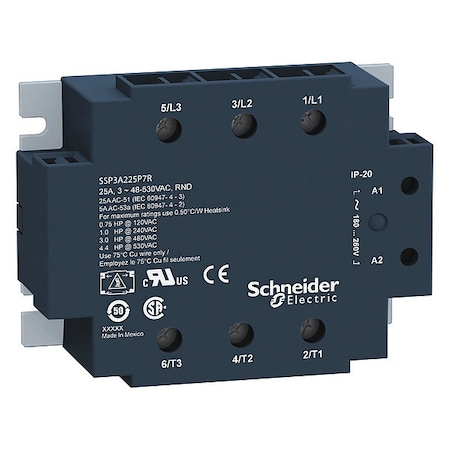 SCHNEIDER ELECTRIC 50A 18-36 VAC In / 48-530VAC Out 3-Phase Solid State Relays SSP3A250B7RT