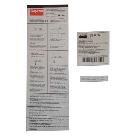 Zoro Select Informational Label MH1F144G