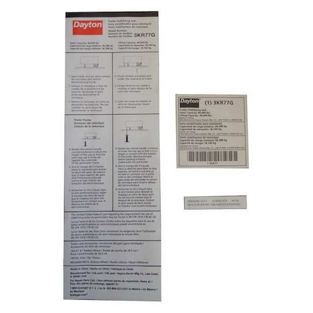 Dayton Instruction Label MH3KR7701G