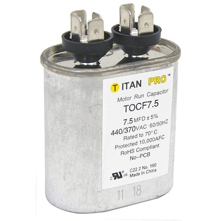 Tpi Motor Run Capacitor, 370V AC 61903012
