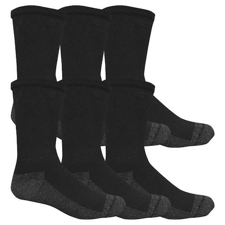 Fruit Of The Loom Men's Socks, 43% Cotton, 56% Polyester, 1% Lycra Spandex, Black, 6 to 12, 10 to 13, 6 PK M8000B6US-12