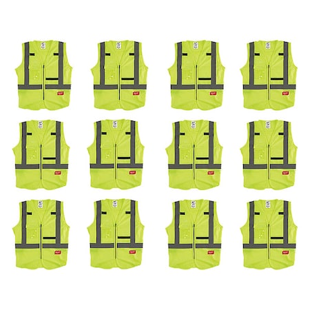 Milwaukee Tool High Visibility Vest, 12 pk, L/XL 48-73-5062X12