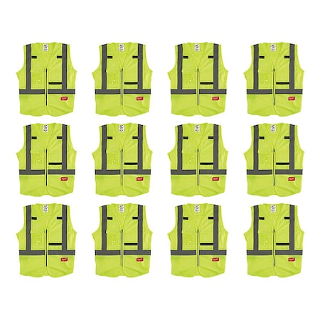 Milwaukee Tool High Visibility Vest, 12 pk, 3XL/4XL 48-73-5063X12