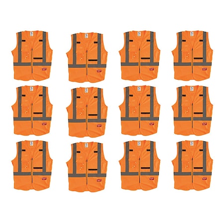 Milwaukee Tool High Visibility Vest, 12 pk, S/M 48-73-5071X12