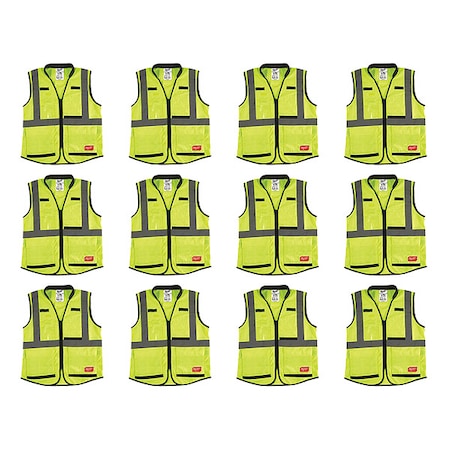 Milwaukee Tool High Visibility Vest, 12 pk, S/M 48-73-5081X12