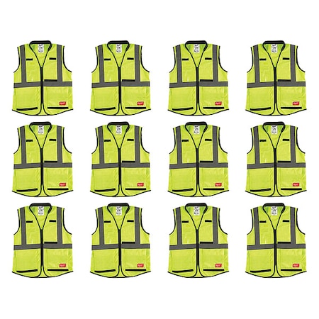 Milwaukee Tool High Visibility Vest, 12 pk, L/XL 48-73-5082X12