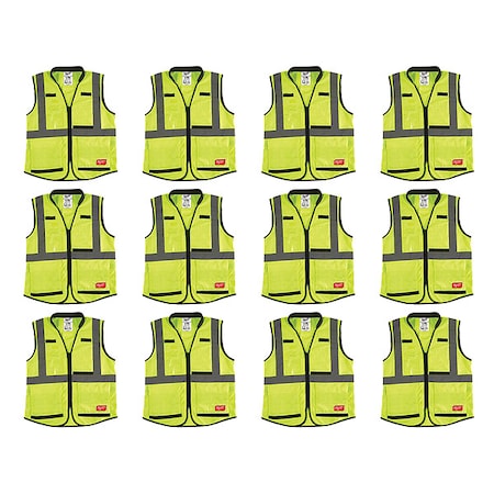 Milwaukee Tool High Visibility Vest, 12 pk, 3XL/4XL 48-73-5083X12