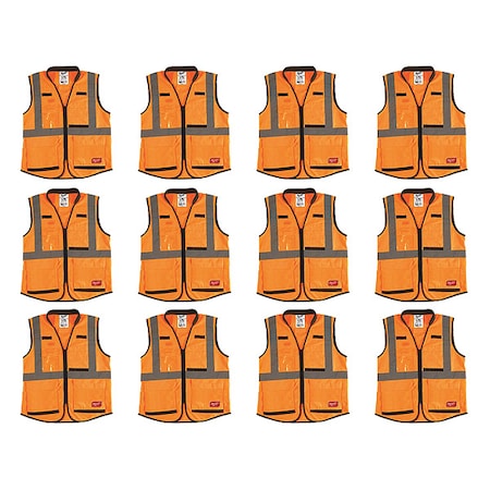 Milwaukee Tool High Visibility Vest, 12 pk, S/M 48-73-5091X12