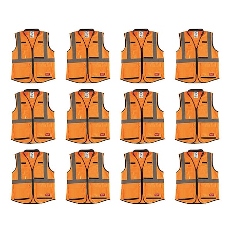 Milwaukee Tool High Visibility Vest, 12 pk, L/XL 48-73-5092X12