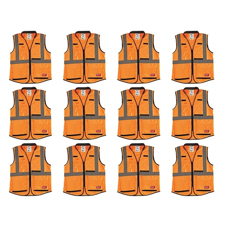 Milwaukee Tool High Visibility Vest, 12 pk, 3XL/4XL 48-73-5093X12
