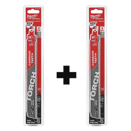 Milwaukee Tool Reciprocating Saw Blade Set, Thick Metal, 9 in, Teeth per Inch 7 48-00-5202, 48-00-5202