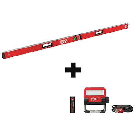 Milwaukee Tool 72" REDSTICK Digital Level w/ PINPOINT Measurement Technology + USB ROVER Pivoting Flood Light MLDIG72, 2114-21