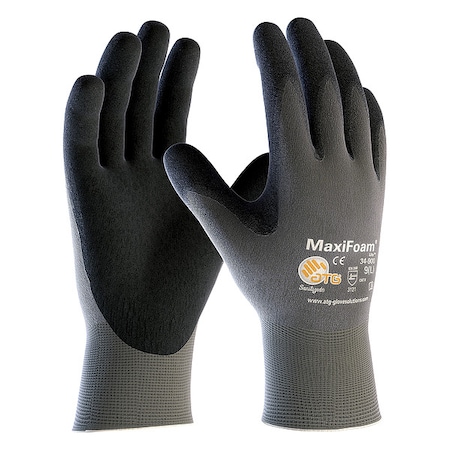 Pip Coated Gloves, Foam Nitrile, Foam, Palm & Fingers, 4 Abrasion Level, Gray, XL 12 PK 34-900/XL