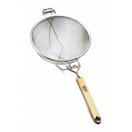Tablecraft Dbl Med Mesh Strainer, Tin/Wood, 13.5"Dia 1024