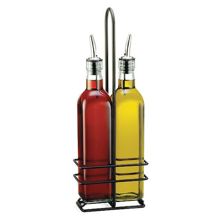 Tablecraft Prima Bottle Set, Blck Rack, 16OZ, 3PCS H916NBK