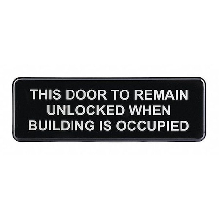 Tablecraft Compliant Plst Sign, Door Unlock, 3"X9", 394562 394562