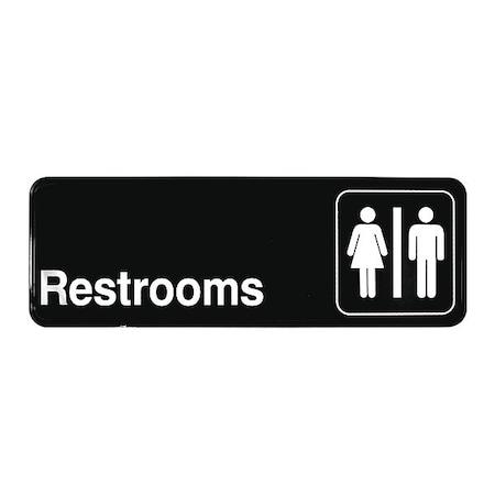 Tablecraft Compliant Plst Sign, Wo/Men Rstrms, 3"X9", 394517 394517