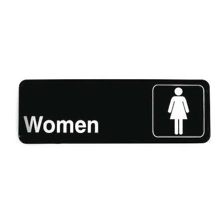 Tablecraft Compliant Plst Sign, Women Restroom, 3"X9", 394516 394516