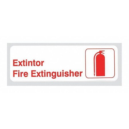 Tablecraft Multi-Lingual Plst Sign, Extintor, 3"X9", 394582 394582