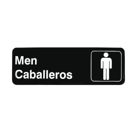 Tablecraft MultiLingual Plst Sign, Men/Caballe, 3"X9", 394566 394566