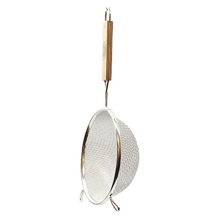 Tablecraft Fine Dbl Mesh Strnr, Tin/Wood, 6.25"D 82