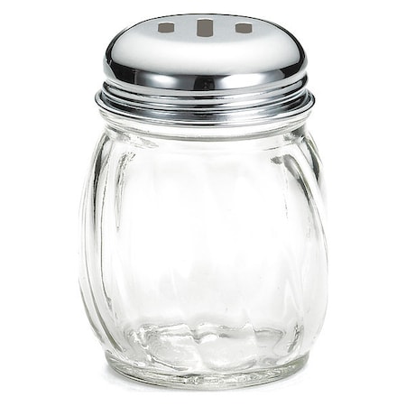 Tablecraft Swirl Glass Shkr, Chrm Metal Top, 6OZ, PK12 260SL-1