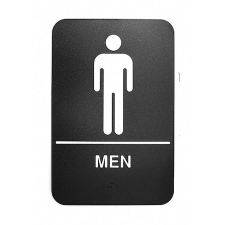 Tablecraft Braille Plst Sign, Men, ADA, 6"X9", 695635 695635