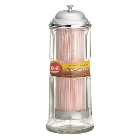 Tablecraft Glass Straw Dspnsr, Chrome, 4.25"X4.25"X11 H714CH