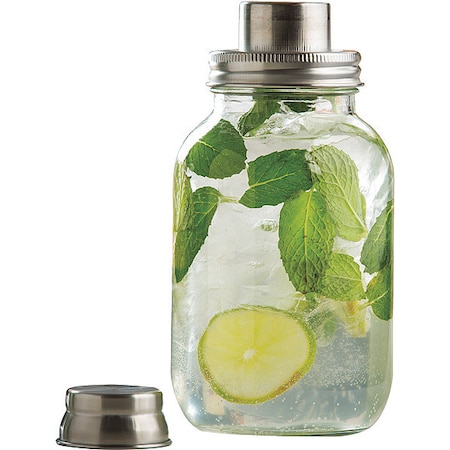 Tablecraft Mason Jar Glass Cktail Shkr SS Top, 30OZ MJS30