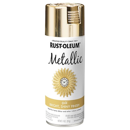 RUST-OLEUM Metallic Spray Paint, Gloss, Gold, 11oz 340647